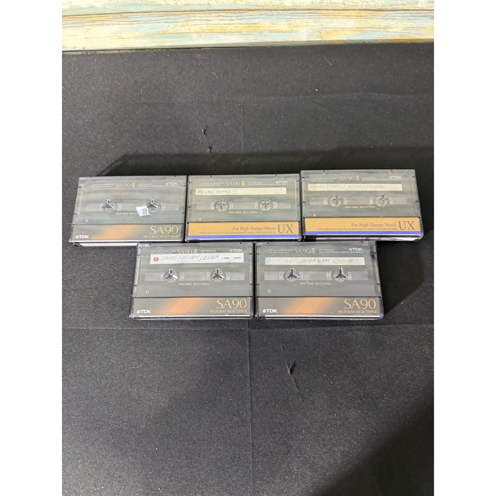 TDK SA90 Cassette Tapes Lot of 5 High Bias Type II 90 Min Good Country Recorded